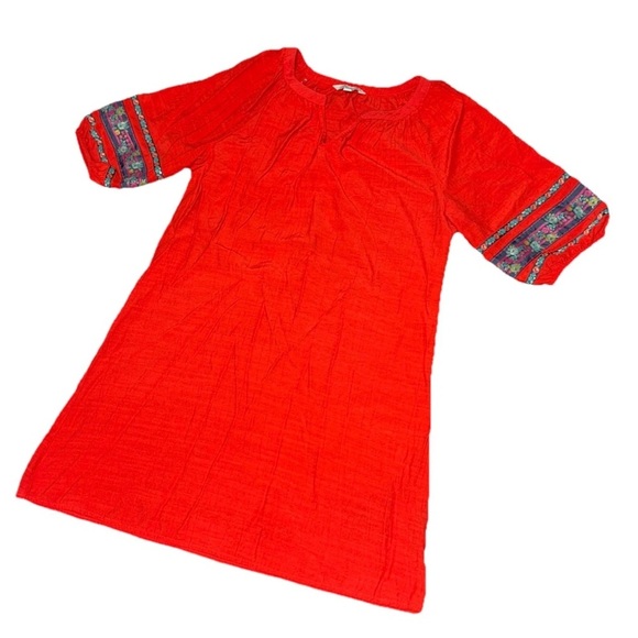 Dresses & Skirts - Pioneer Women L Spit Neck Red Dress Casual Comfy Embroidered Floral Summer Bold